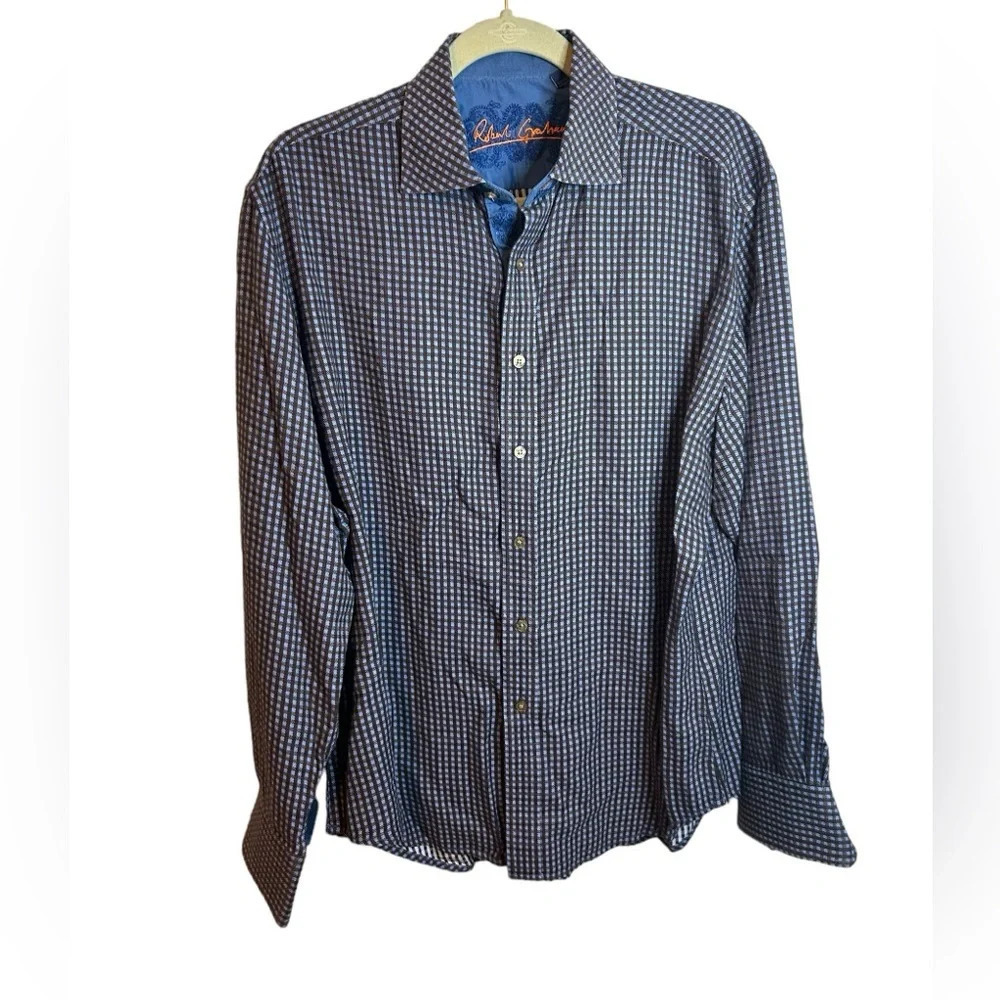 ROBERT GRAHAM PURPLE & BROWN CHECKERED BUTTON DOWN
